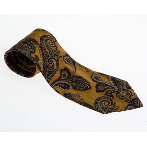 Club Room Iridescent Gold Blue Red Paisley Floral Silk Necktie Tie